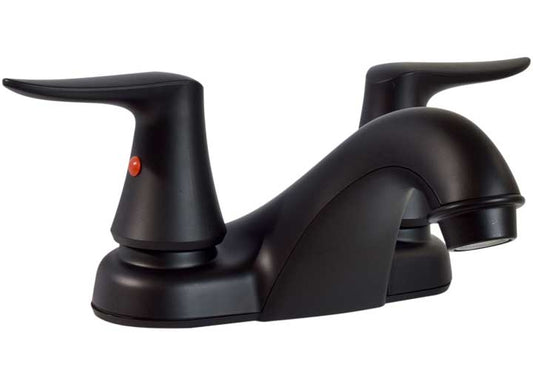 Valterra Products LLC CATALINA 2-HANDLE LOW ARC LAVATORY FAUCET, MATTA BLK W/MATTE BLK BLADE LEVER HANDLES