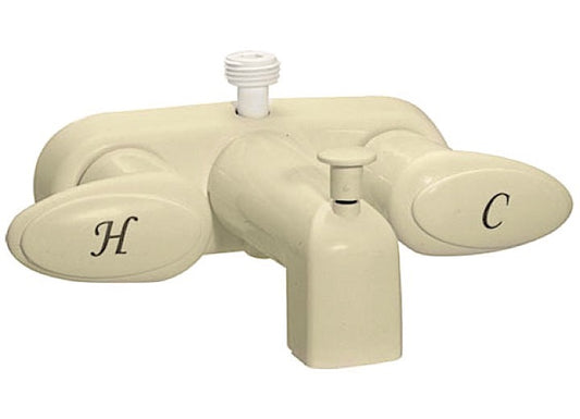 Valterra Products LLC TUB/SHOWER FAUCET, 4IN, 2 LEVER, 1/4 TURN, PLASTIC, BISCUIT