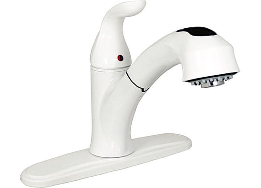 Valterra Products LLC KITCHEN FAUCET, 8IN PULL OUT HYBRID, CERAMIC DISC, WHITE