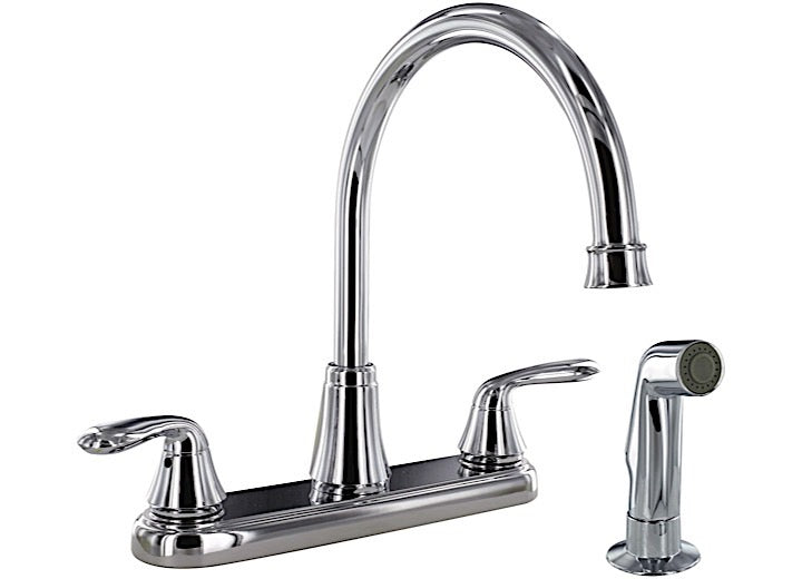 Valterra Products LLC KITCHEN FAUCET W/ SIDE SPRAY, 8IN HI-ARC HYBRID, 2 LEVER, CHROME