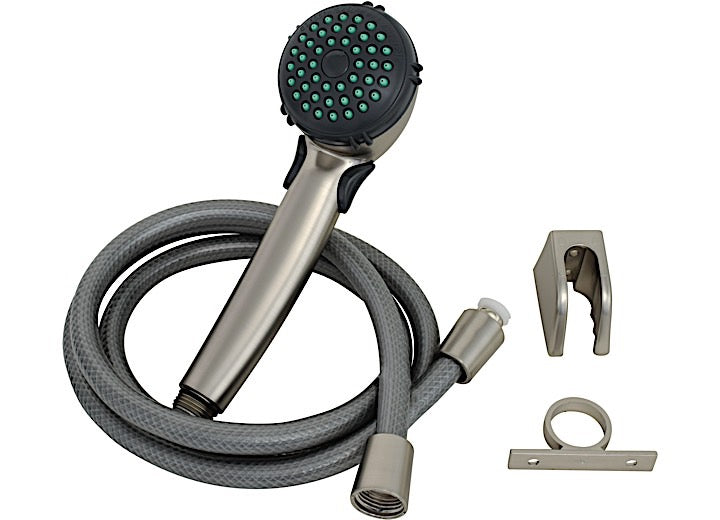 Valterra Products LLC SHOWER HEAD KIT, TRICKLE SHUT-OFF, 60IN VINYL HOSE, BRUSHED NICKEL