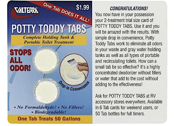 Valterra Products LLC POTTY TODDY TABS - 2/CARD