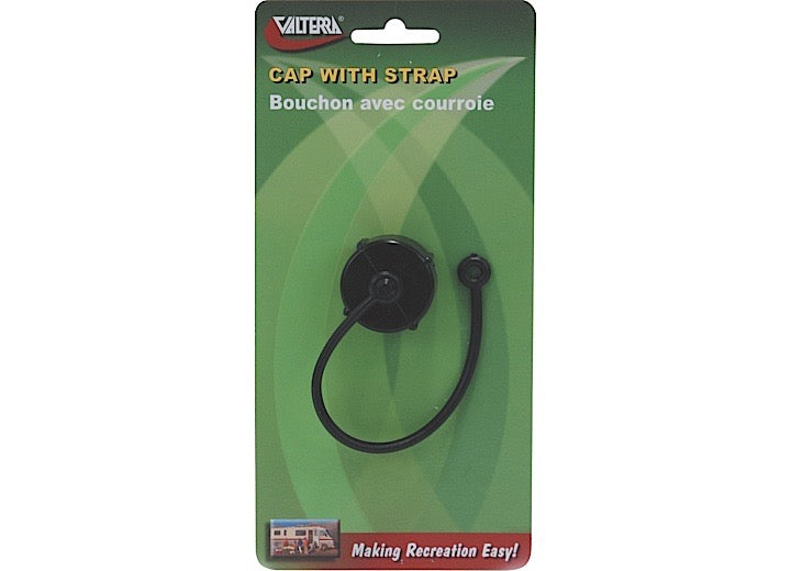 Valterra Products LLC HOSE CAP, 3/4IN, WITH STRAP, BLACK, CARDED