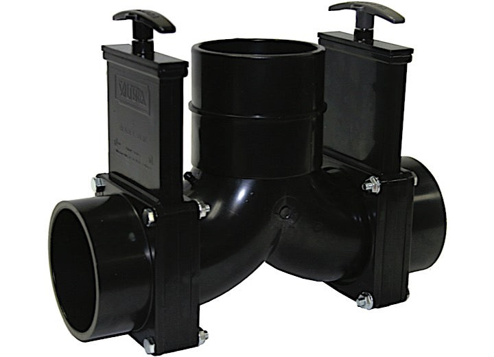 Valterra Products LLC ELL DOUBLE ROTATING VALVE, 3IN HUB X 3IN HUB X 3IN HUB OUTLET