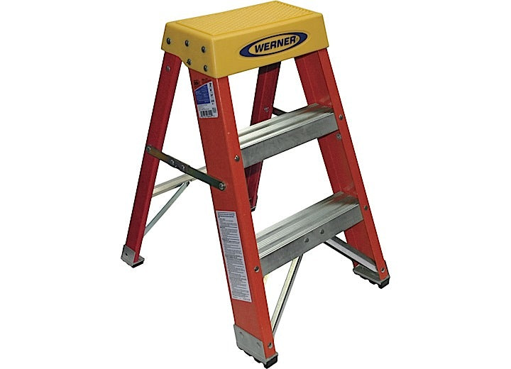 Werner Ladder WERNER 2FT FIBERGLASS STEP STOOL - TYPE IA - 300# CAPACITY - 6202