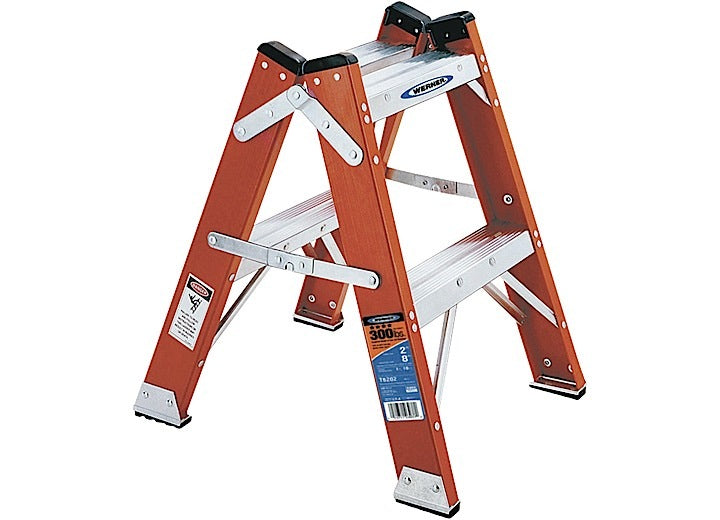 Werner Ladder WERNER 2FT FIBERGLASS TWIN STEP STOOL - TYPE IA - 300# CAPACITY - T6202