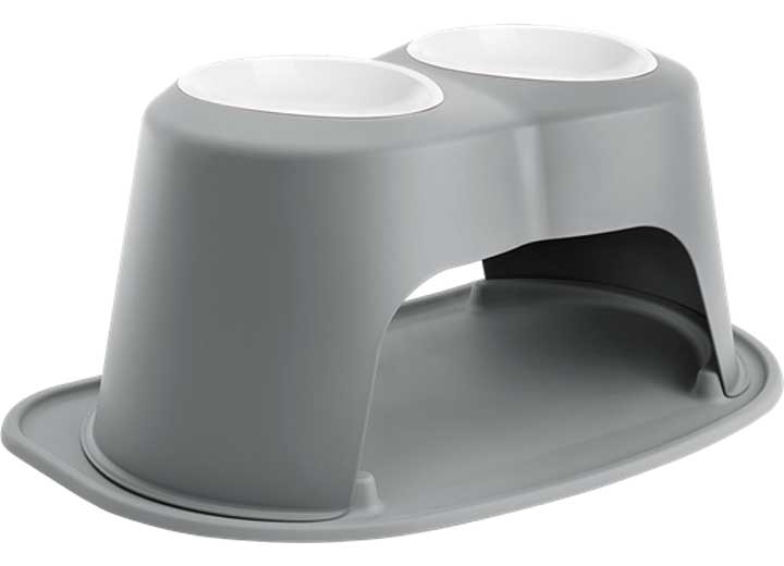 WeatherTech PET FEEDING SYSTEM DOUBLE HIGH 64 OZ 10IN POLY BOWL DARK GREY