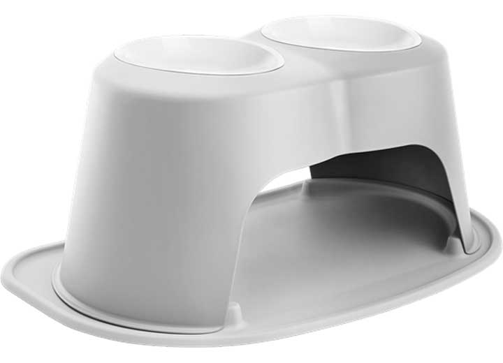 WeatherTech PET FEEDING SYSTEM DOUBLE HIGH 64 OZ 12IN POLY BOWL LIGHT GREY
