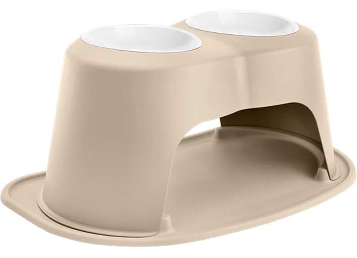 WeatherTech PET FEEDING SYSTEM DOUBLE HIGH 64 OZ 12IN POLY BOWL TAN