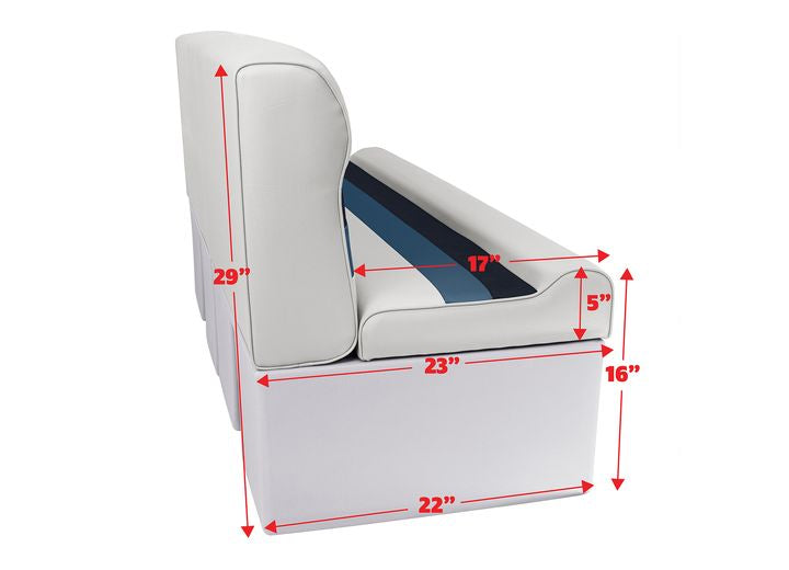 Wise Company WISE 8WD106 DELUXE SERIES PONTOON 55IN BENCH CUSHION SET - WHITE /  NAVY / BLUE
