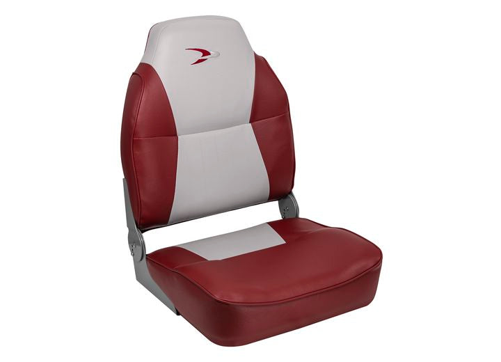 Wise Company WISE 8WD640 LUND STYLE CONTOURED HIGH BACK BOAT SEAT - GREY / RED
