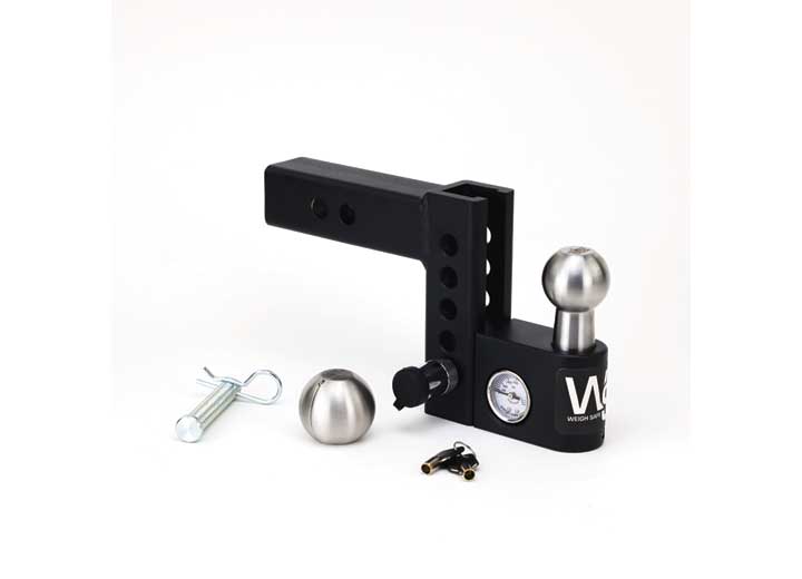 Weigh Safe 4IN DROP, 2IN SHANK AERO HITCH W/BUILT-IN SCALE 2IN STAINLESS STEEL BALL RATED FOR 12,500 LBS GTW