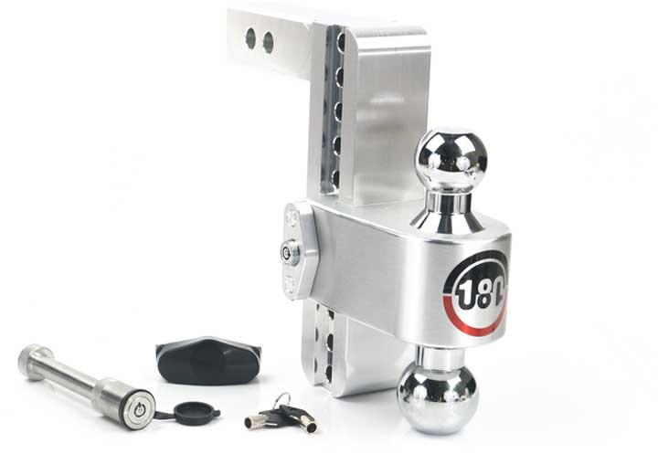 Weigh Safe 180 TURNOVER BALL 8" DROP HITCH W/ 2" SHANK & CHROME PLATED  2 & 2-5/16" BALL W/W503 KEYED ALIKE