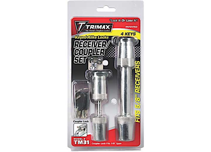 Trimax Locks TRIMAX 5/8 RECEIVER LOCK AND COUPLER LOCK- KEYED A