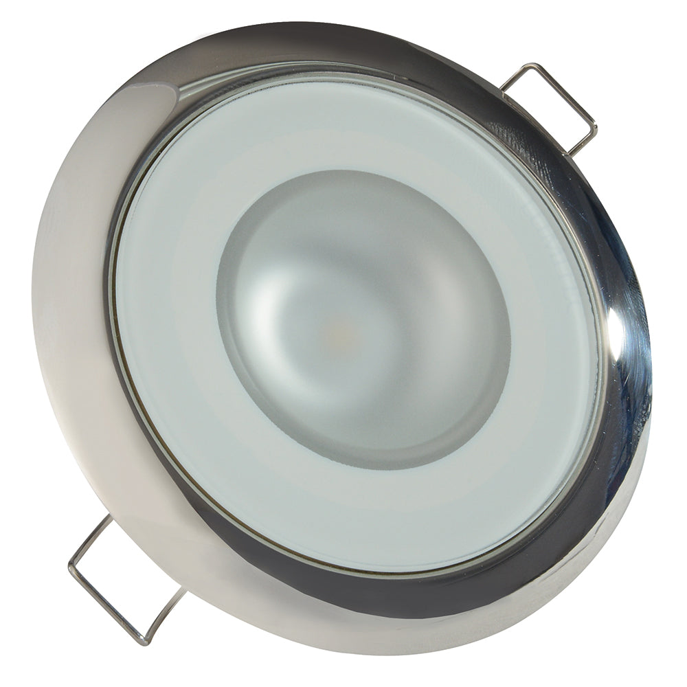 Lumitec Mirage - Flush Mount Down Light - Glass Finish/Polished SS Bezel - 2-Color White/Blue Dimming [113111]