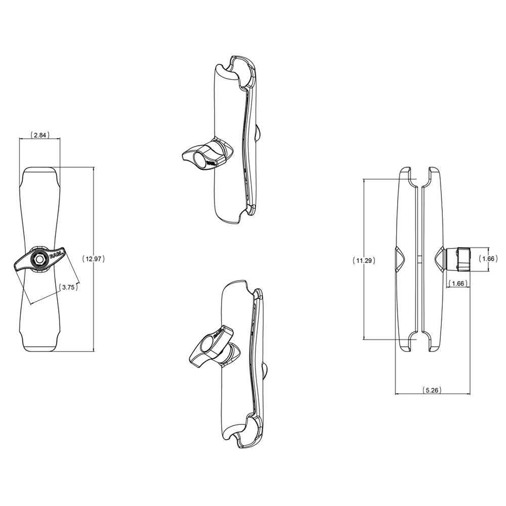 RAM Mount Long Double Socket Arm f/2.25" Ball Bases [RAM-D-201U-E]