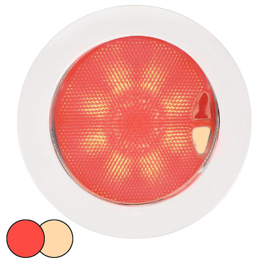 Hella Marine EuroLED 150 Recessed Surface Mount Touch Lamp - Red/Warm White LED - White Plastic Rim [980630102]