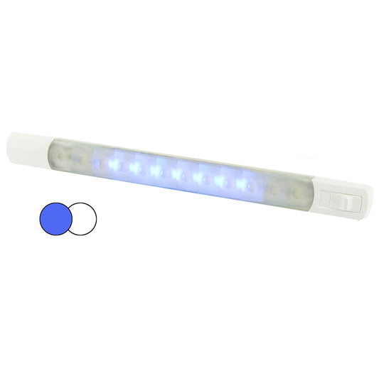Hella Marine Surface Strip Light w/Switch - White/Blue LEDs - 12V [958121011]