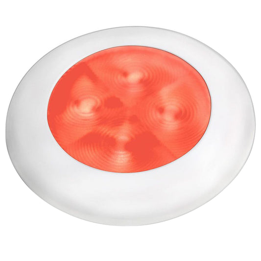 Hella Marine Red LED Round Courtesy Lamp - White Bezel - 24V [980508241]
