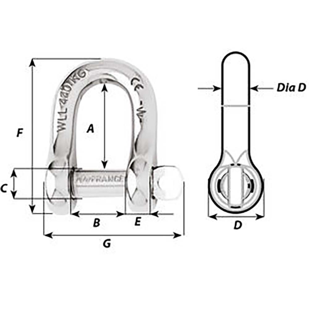 Wichard Captive Pin D Shackle - Diameter 5mm - 3/16" [01402]