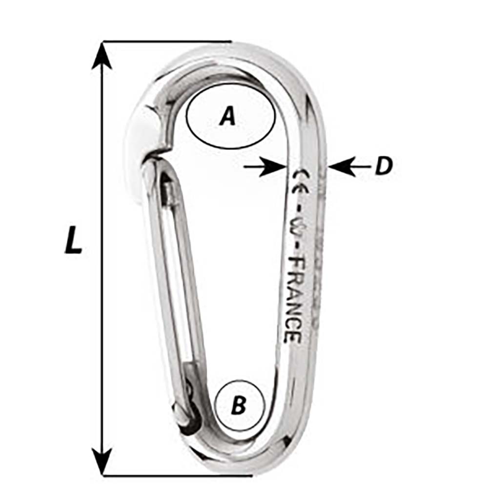 Wichard Symmetric Carbine Hook Without Eye - Length 80mm - 5/16" [2335W]