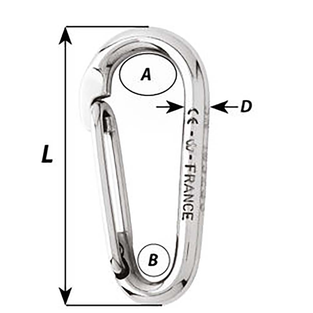 Wichard Symmetric Carbine Hook Without Eye - Length 100mm - 13/32" [02336]