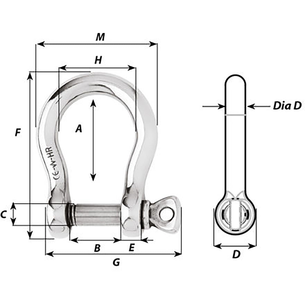 Wichard HR Bow Shackle - 8mm Pin Diameter [11244]